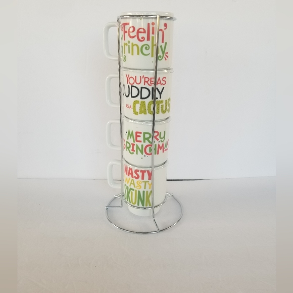 Dr Seuss The Grinch Christmas Stackable Mug Set Of 4 - Picture 4 of 6